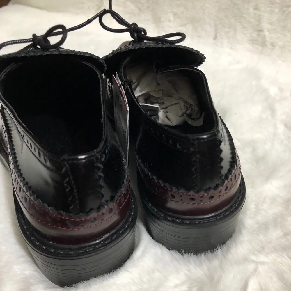 LAST NWT ZARA REAL LEATHER OXBLOOD WINGTIP BROGUES POINTED TOE - Picture 5 of 11